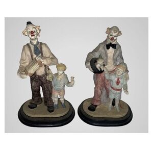 2 ~ Vintage Original Artmark Clowns With Boy & Dog ~ 8.25” Tall ~ Mint Condition